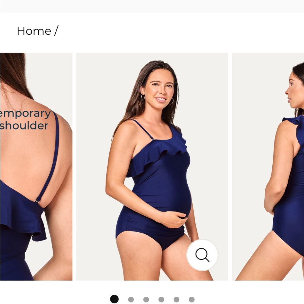 Navy One-Shoulder Ruffle One-Piece Swimsuit - Picture 2 of 4